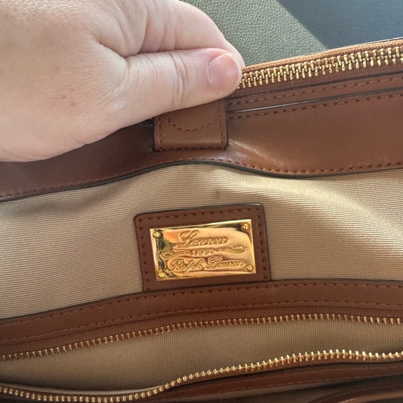 Lauren Ralph Lauren Navy and Brown Striped Shoulder Bag - Picture 10 of 11